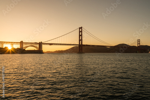 Sunset. The Golden gate bridge during the golden hour