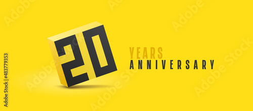 20 years anniversary vector icon, logo. Isolated graphic number