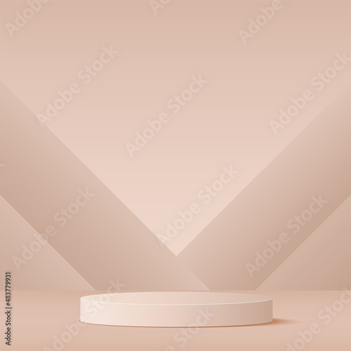 Abstract background with cream color podium for presentation. Vector
