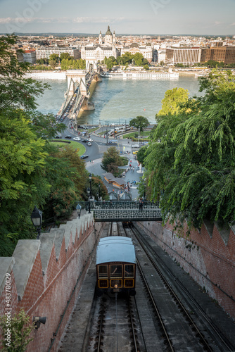 Photography overlooking Budapest's funicular and chain bridge