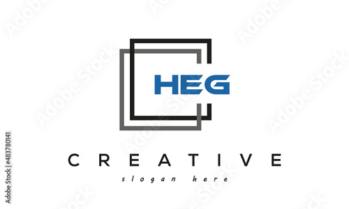 creative initial Three letters HEG square logo design photo