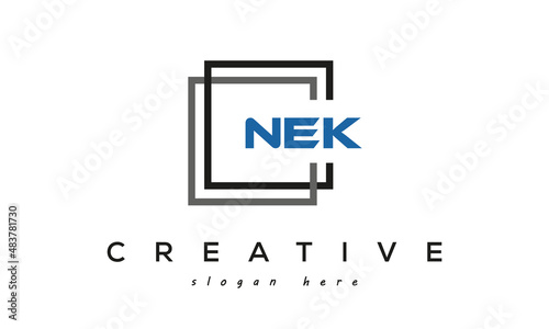 creative initial Three letters NEK square logo design photo