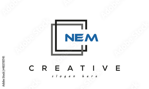 creative initial Three letters NEM square logo design
