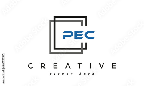 creative initial Three letters PEC square logo design