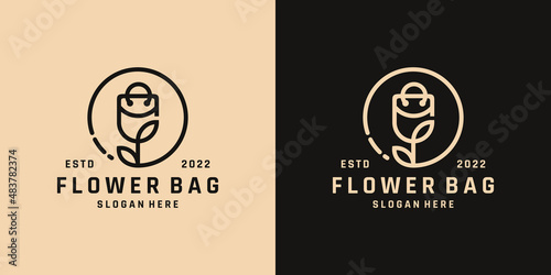 Beautiful rose and bag logo