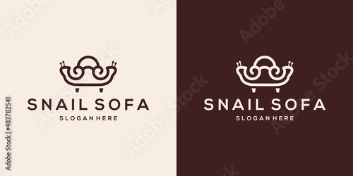 Snail and sofa line logo vector