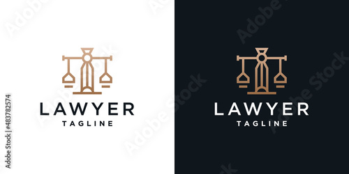 Linear style lawyer company logo symbol
