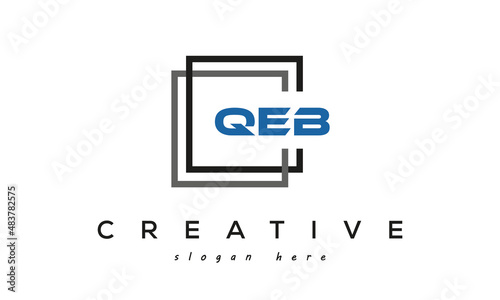 creative initial Three letters QEB square logo design