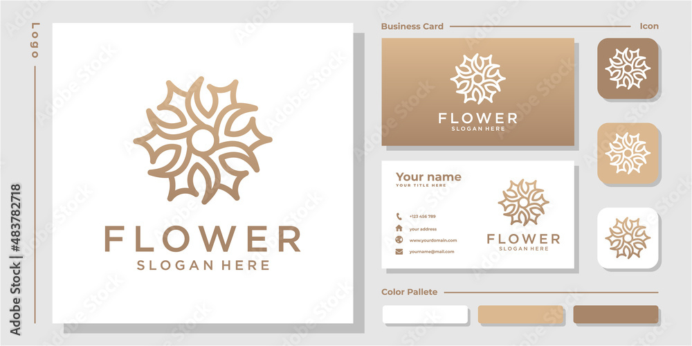 Minimalist flower logo ornament with line art Stock Vector | Adobe Stock
