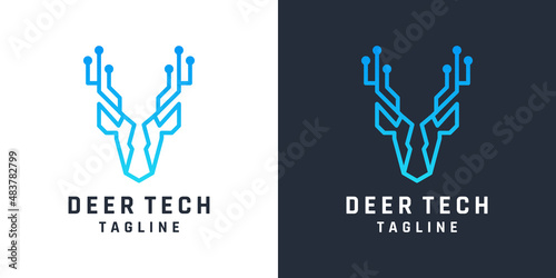 advanced technology deer logo vector