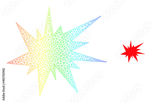 Rainbow gradient mesh boom. Vector model created from boom icon. Vibrant carcass mesh icon.