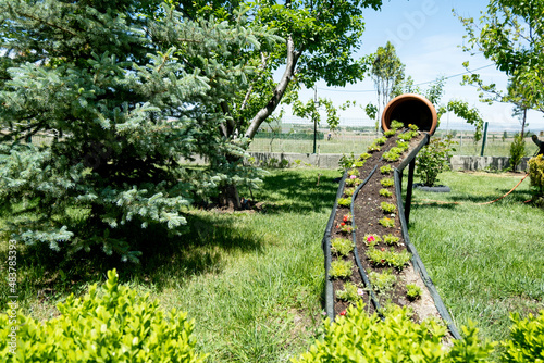 Decorative flower path designed in the garden.