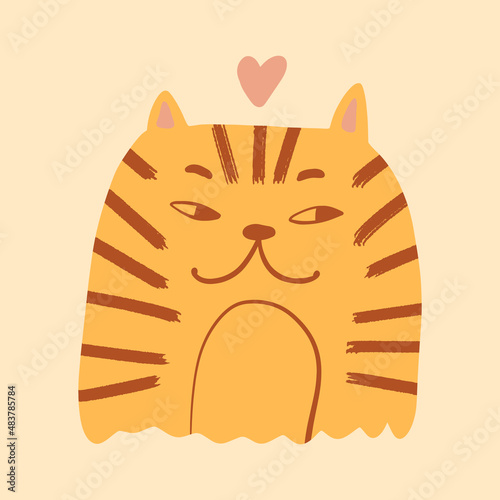 Baby tiger wild animal childish cartoon groovy boho illustration naive funky handdrawn style art vector