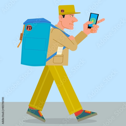 Work application service delivery and logistics. Vector illustration