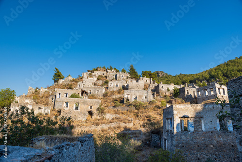 Kayakoy village, abandoned Greek village in Fethiye, Turkey. Kayakoy is a ghost town due to the population exchange, the largest in Asia Minor