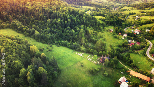 Panorama na: Blechnarka - Cerkiew - Beskid Niski, Małopolska, Polska