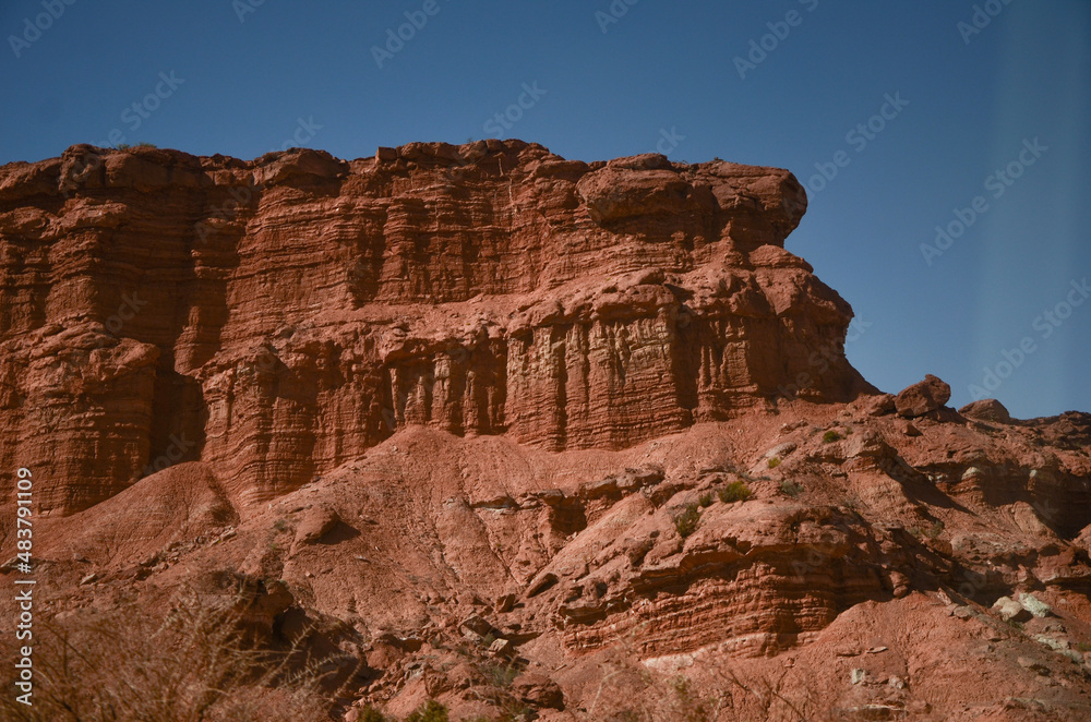 Fototapeta premium The dry arid desert landscape of the Moon Valley in Argentina