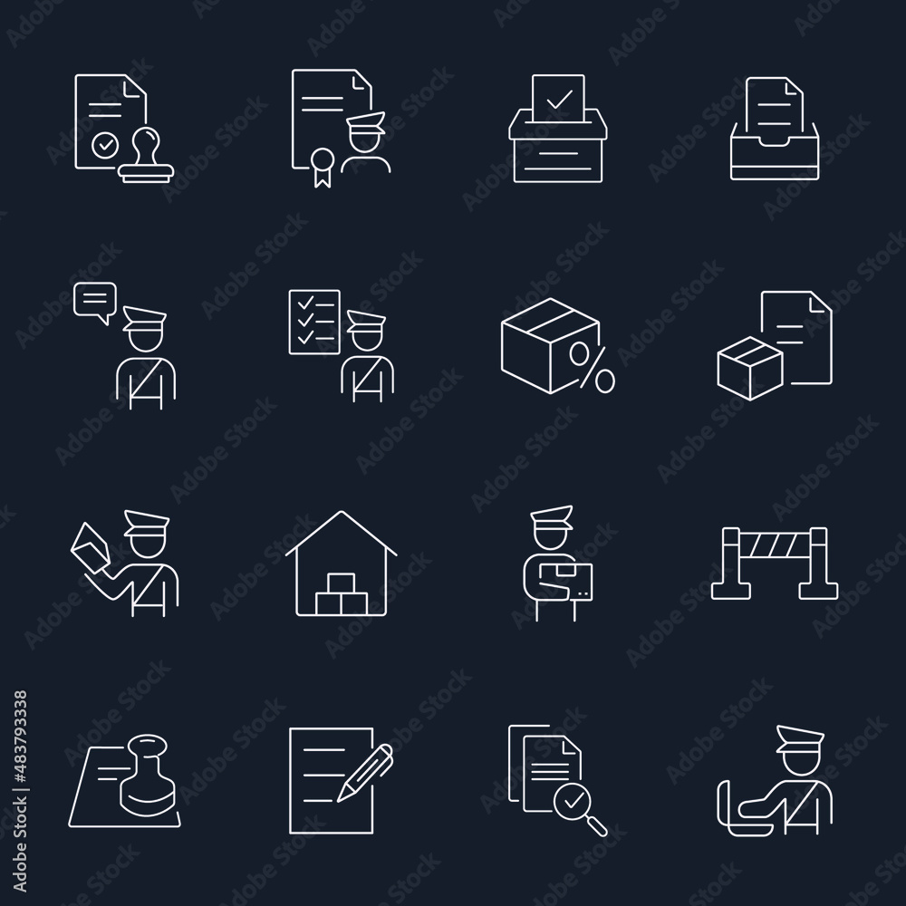 Customs icons set . Customs pack symbol vector elements for infographic web Customs icons set . Customs pack symbol vector elements for infographic web