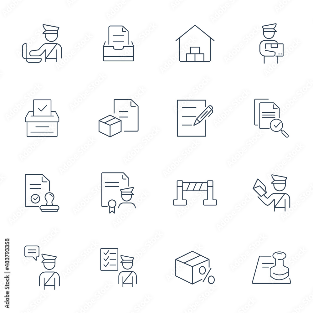 Customs icons set . Customs  pack symbol vector elements for infographic web