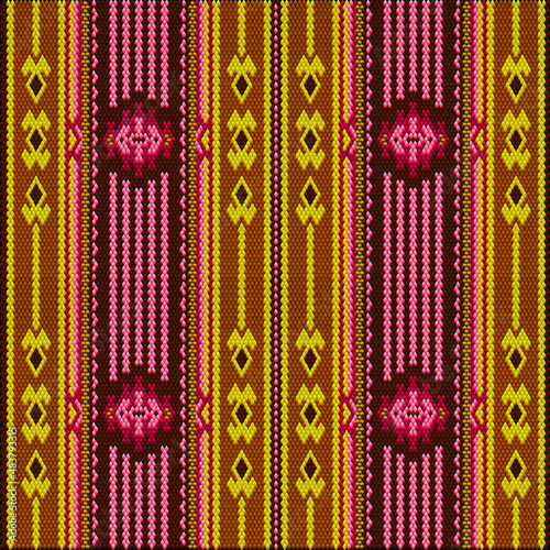   Pattern, ornament,  tracery, mosaic ethnic, folk, national, geometric  for fabric, interior, ceramic, furniture in the Latin American style.
