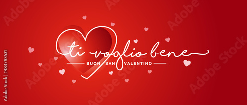 I Love You Italian language handwritten typography calligraphy lettering with line design heart Valentine's Day love red background greeting card