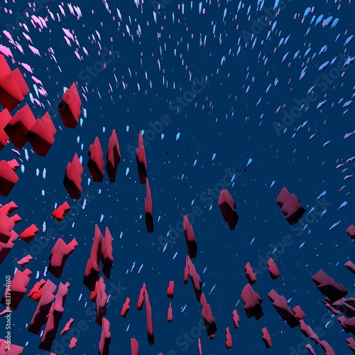 3d illustration abstract explosion blue background