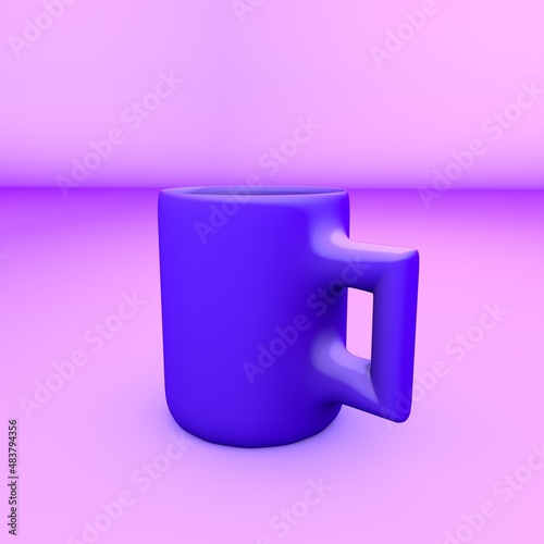 Mug mock up isolated on light gray background. 3D illustration
