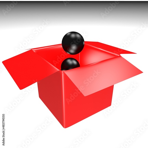 Gift box 3d illustration. Sphere 