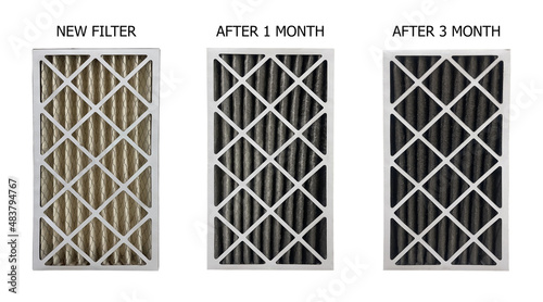 Real air filter in Air Handing Unit after 1 month and 3 months for remove dust  photo