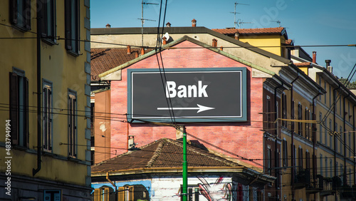 Fotografie Street Sign to Bank