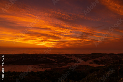 Warm sunrise or sunrise and ocean in Florianopolis  Brazil