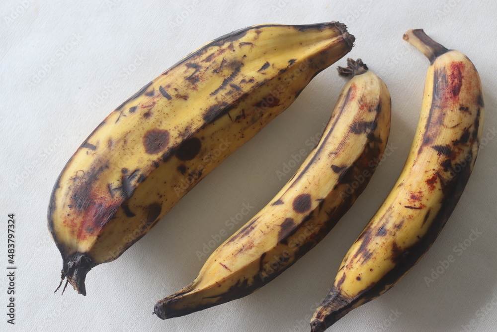 Twin Ripe plantain yellow in colour, ready to eat. Twin Ethakka or plantain is rarely seen