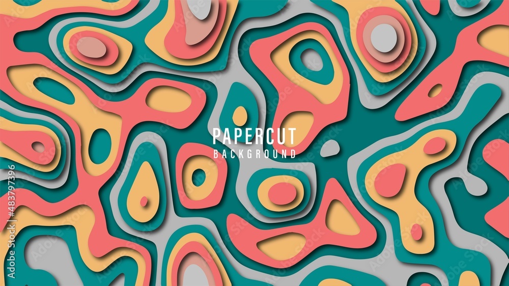 Fototapeta premium Abstract design background with paper cut shapes origami art style.