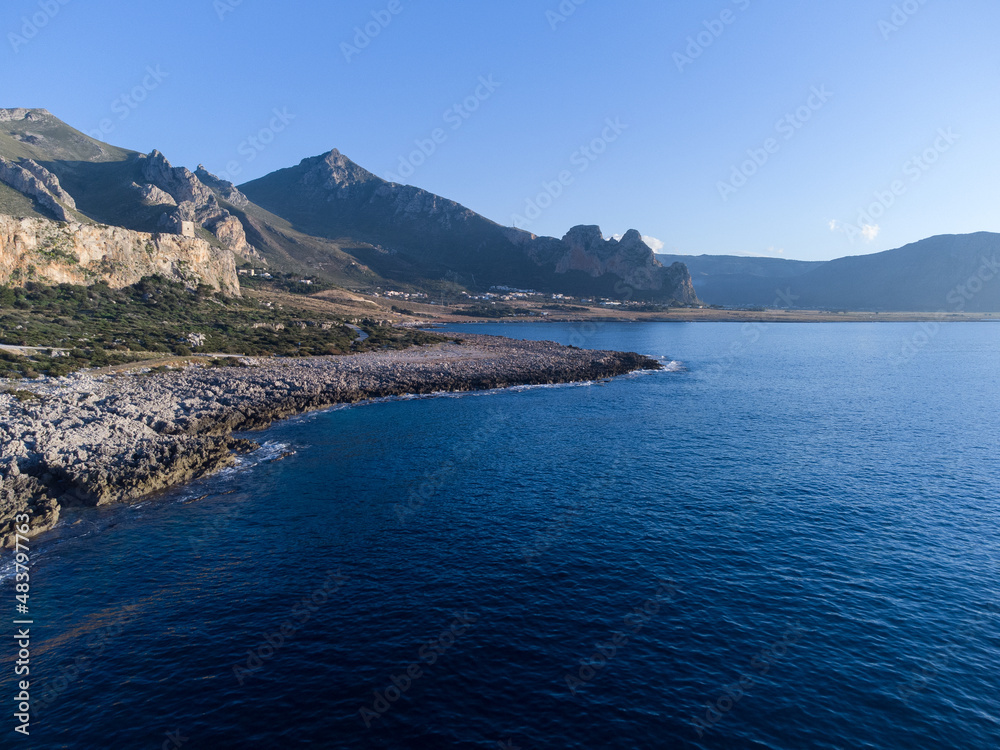 veduta aerea della costa di Macari, in Sicilia