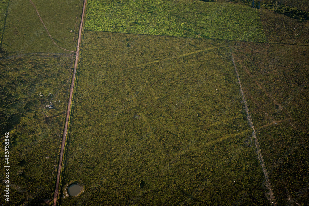 Geoglyphs from amazon in Acre region, north of Brasil. Archaeology discovered geometrical constructions at the field