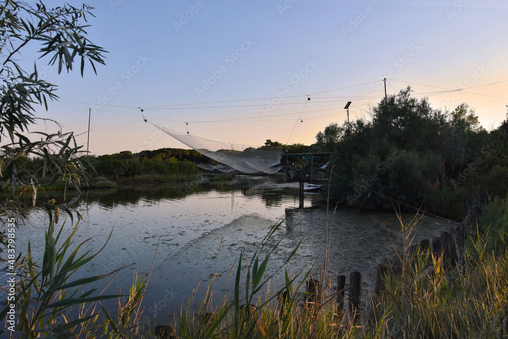 Obraz premium scenario tranquillo nel parco del delta del fiume Po
