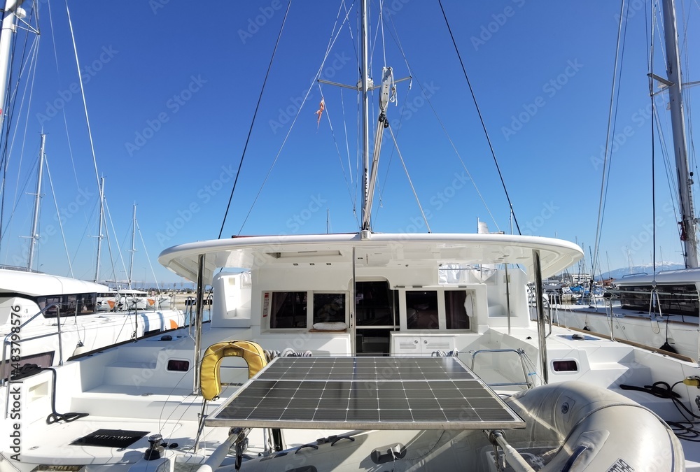 Fototapeta premium solar panels for saiiling ship boat yatch nautical vessel equipmnent
