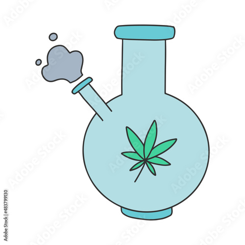 cannabis water pipe doodle hand drawn