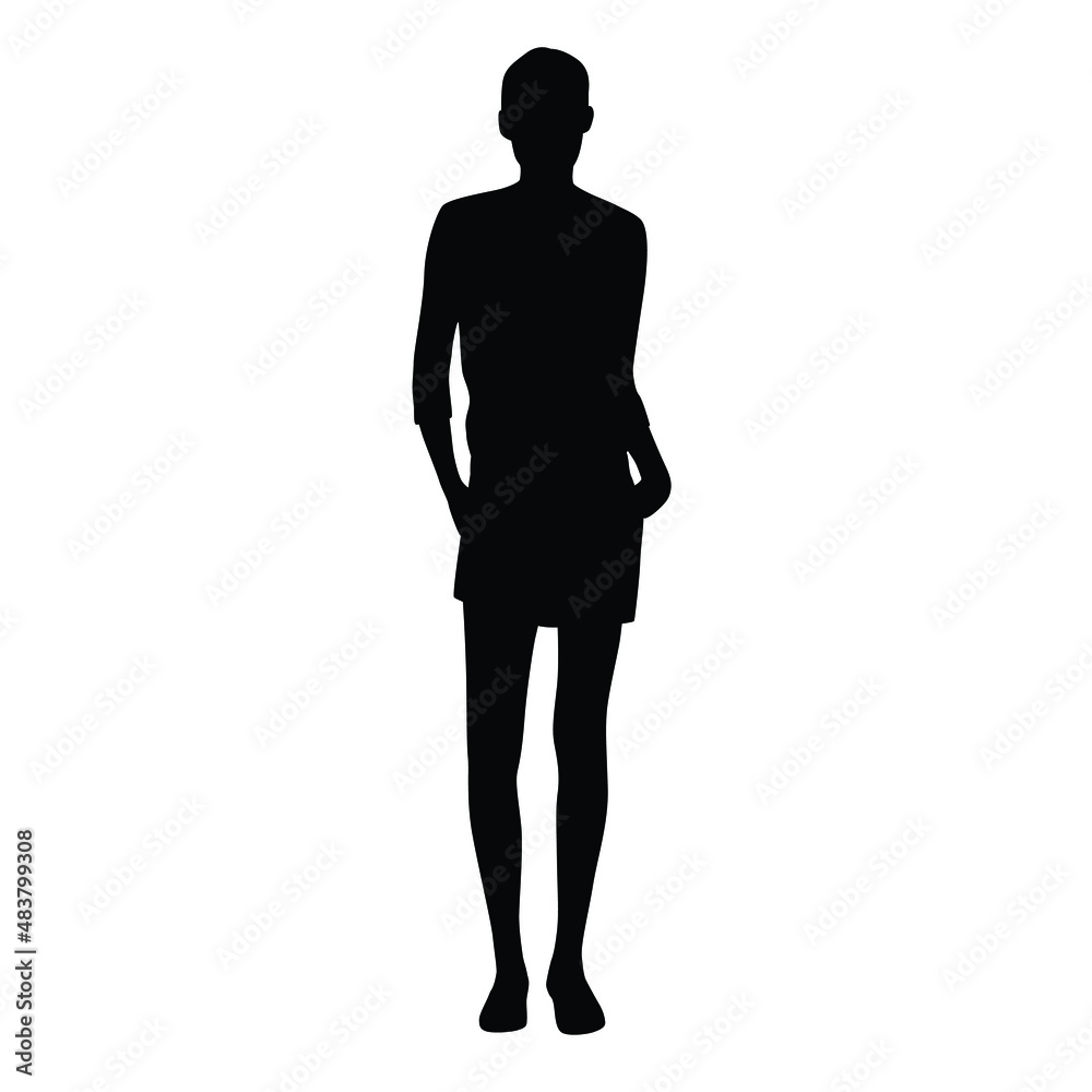 Silhouette of a woman standing,  business people, vector illustration, black color, isolated on white background