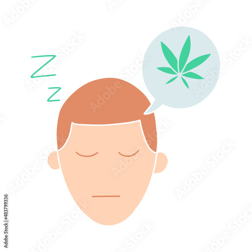 cannabis sleep flat doodle hand drawn