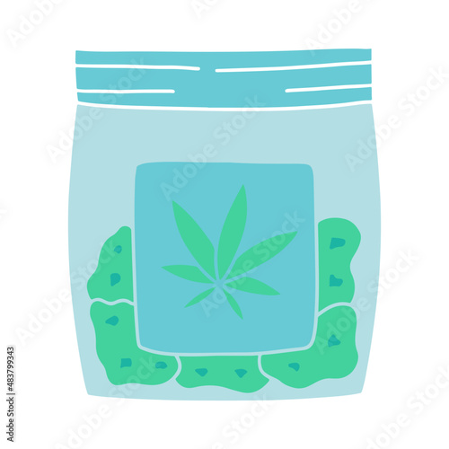 cannabis bag flat doodle hand drawn