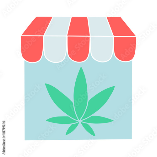 cannabis shop flat doodle hand drawn