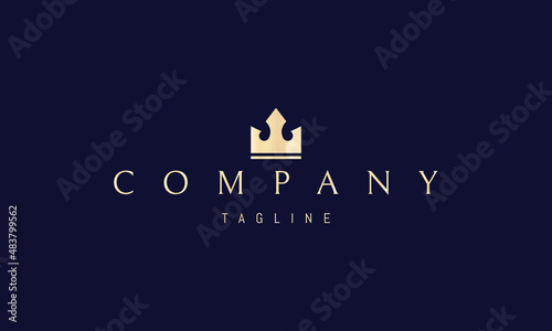 Vector golden logo on which an abstract image of the royal crown.