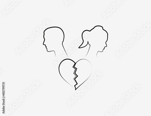 Couple broken heart icon. Vector illustration. Flat design. © GlopHetr