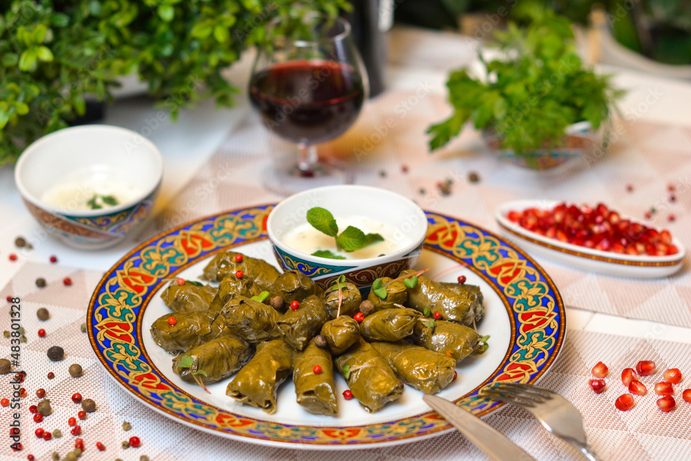 Dishes of Eastern cuisine: dolma.