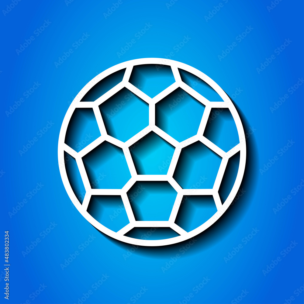 Football simple icon vector. Flat desing. White icon with shadow on blue background.ai Football simple icon vector. Flat desing. White icon with shadow on blue background.ai
