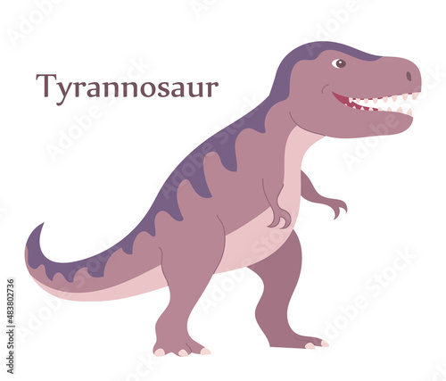 Tyrannosaurus on a white background. Predatory dinosaur hunter of the Jurassic period. Vector cartoon isolated illustration. White background © Mikhail Ognev