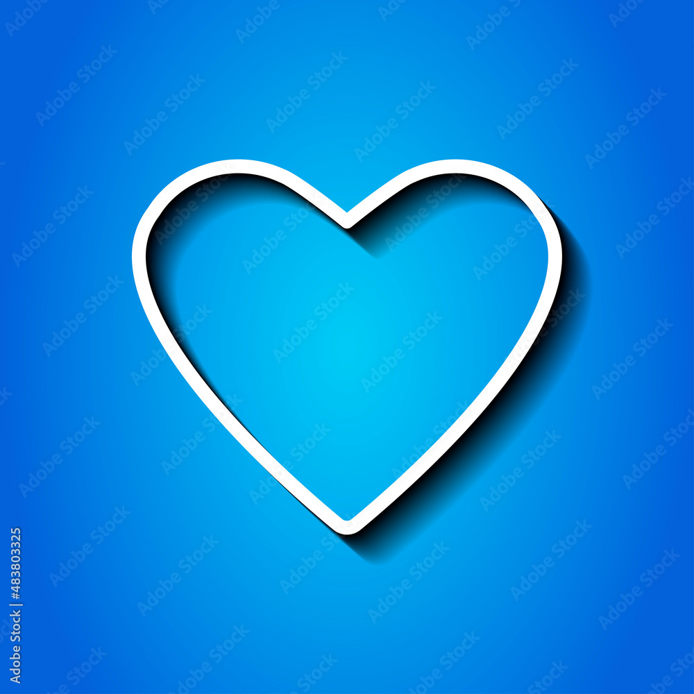 Heart vector simple icon. Flat desing. White icon with shadow on blue background.ai Heart vector simple icon. Flat desing. White icon with shadow on blue background.ai