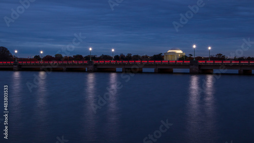 Long exposure of the traffic around the Jefferson Memorial at night in Washington, DC