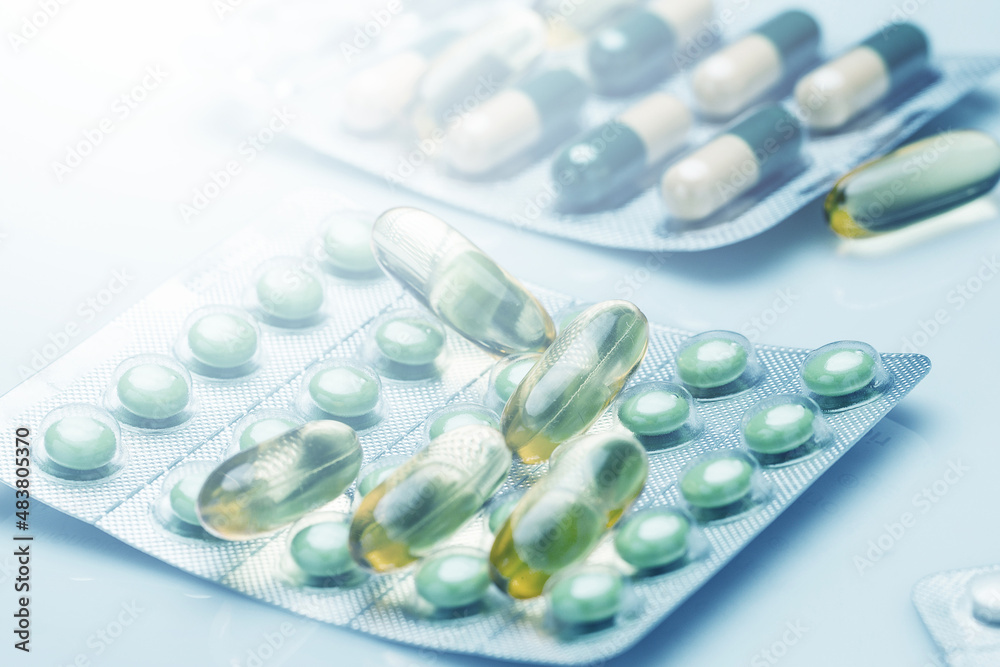 Close-up of different pills and capsules Close-up of different pills and capsules